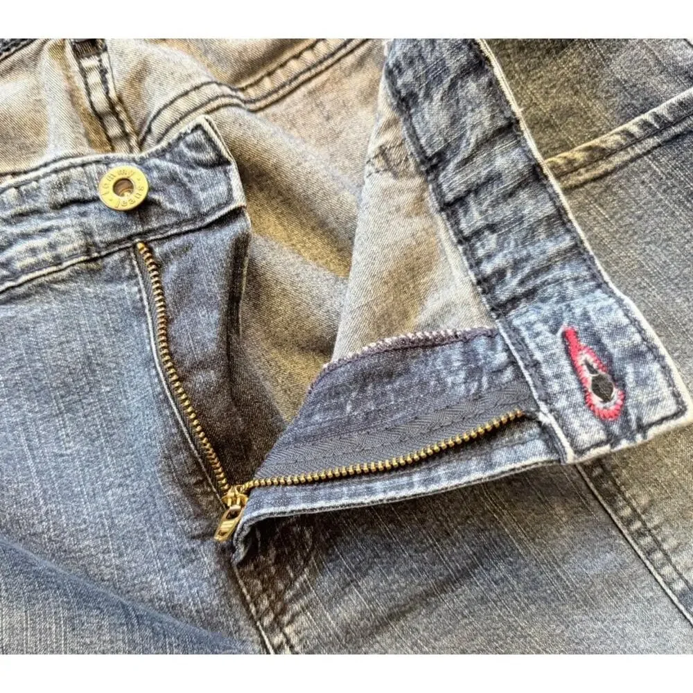 Vtg 03 Y2K Tommy Jeans Flare Leg Cargo Jeans Mid Rise 34 x 30.5 Indie Sleaze Fun